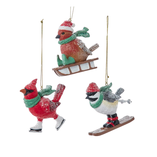 Winter Resin Bird Ornaments