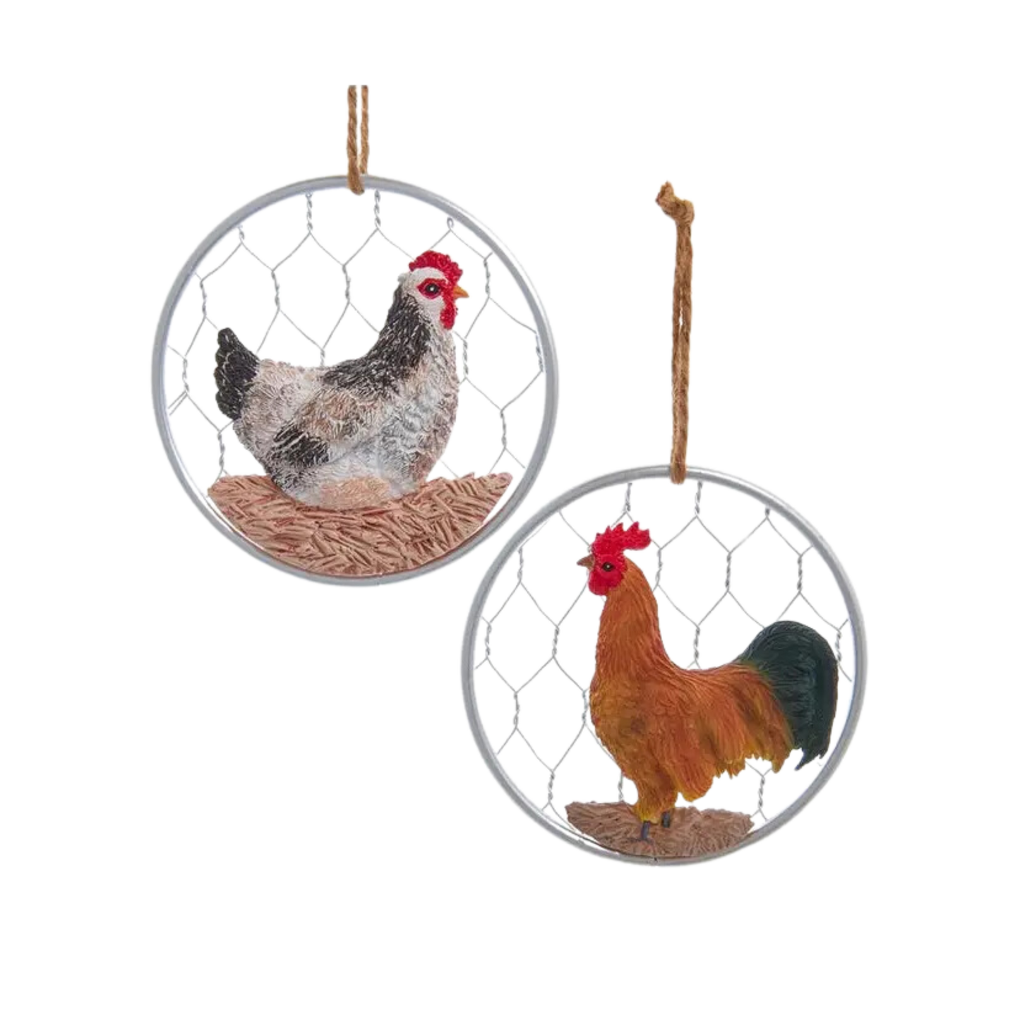 Resin Chicken on a Wire Ornament