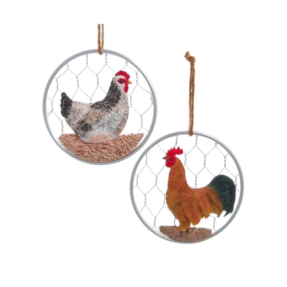 Resin Chicken on a Wire Ornament