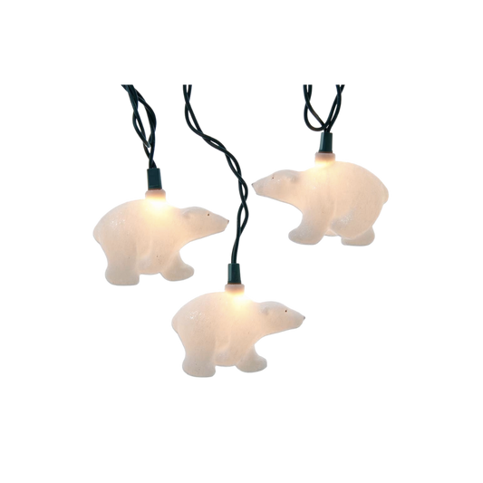 White Glitter Bears Light Set
