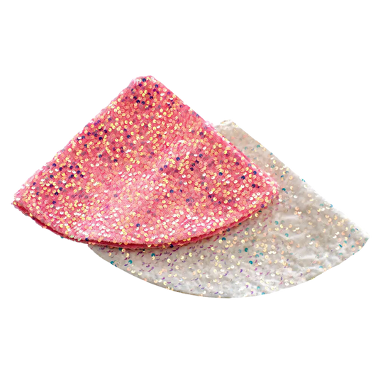 20" Miniature Iridescent Pink & White Sequined Tree Skirts