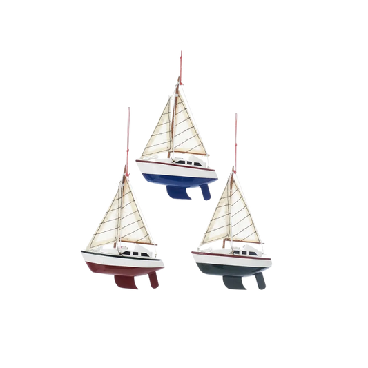 Wooden Yacht With Sails Ornaments