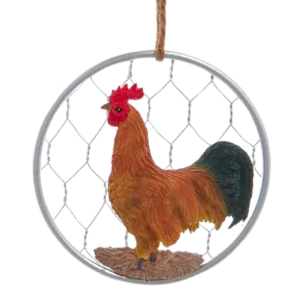 Resin Chicken on a Wire Ornament