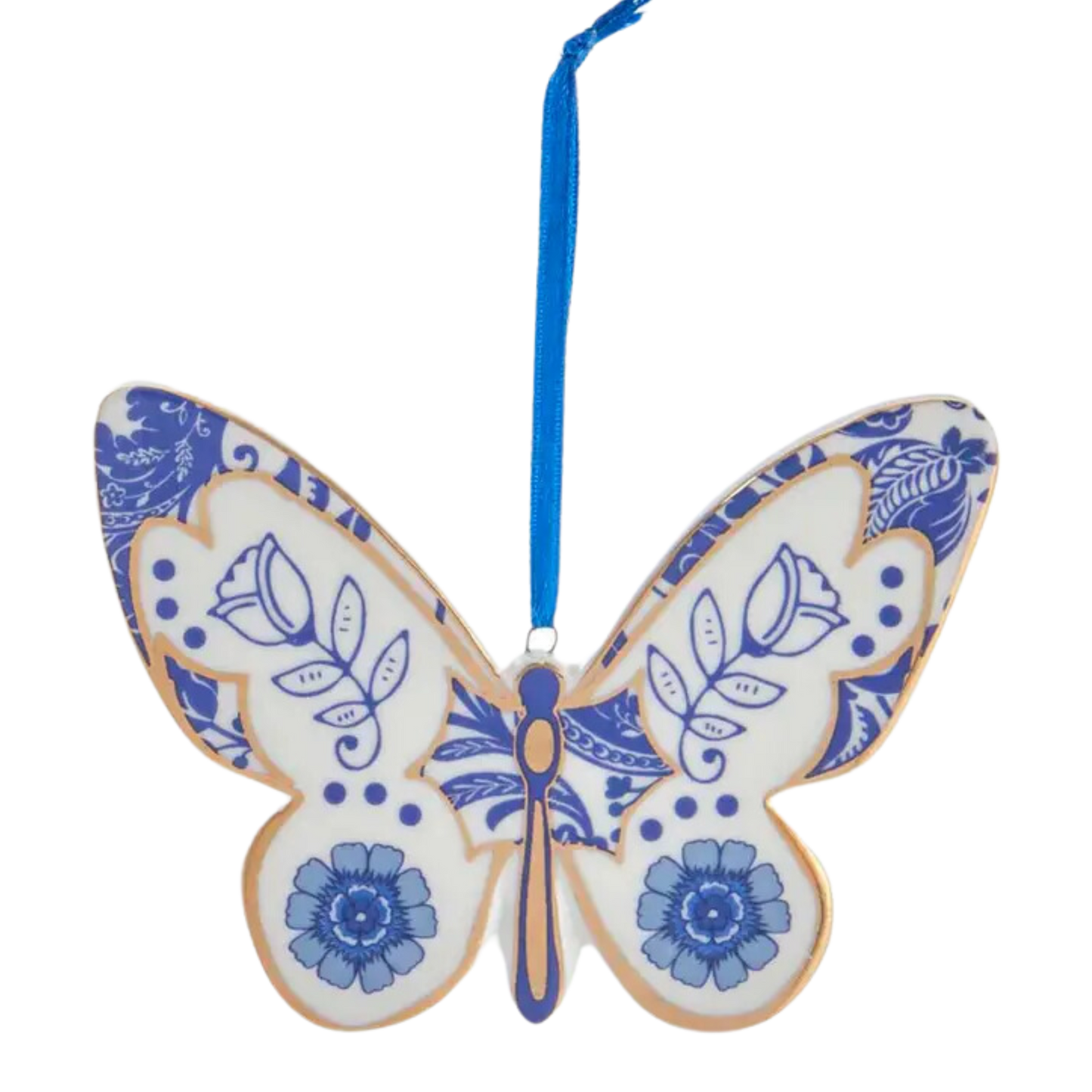 Indigo Blue & White Butterfly Ornament