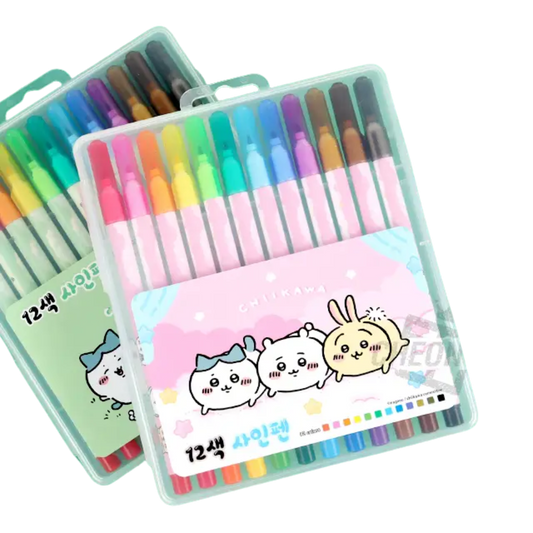 Chiikawa 12 Color Felt-Tip Pen Marker Set with Case