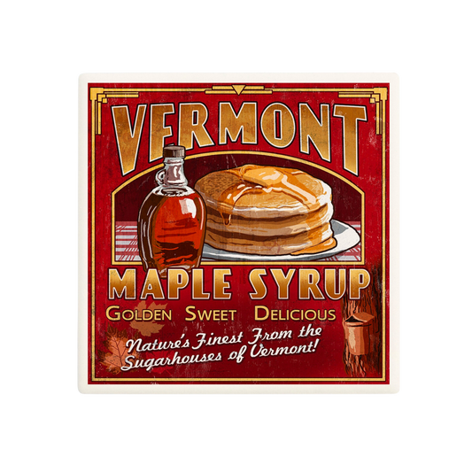 Vermont Maple Syrup Vintage Sign - Ceramic Coaster