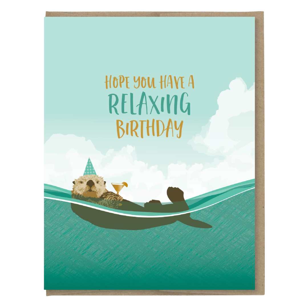 Relaxing Sea Otter Birthday Card