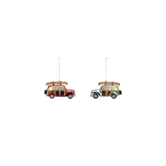Woody Station Wagon with Canoe Ornament