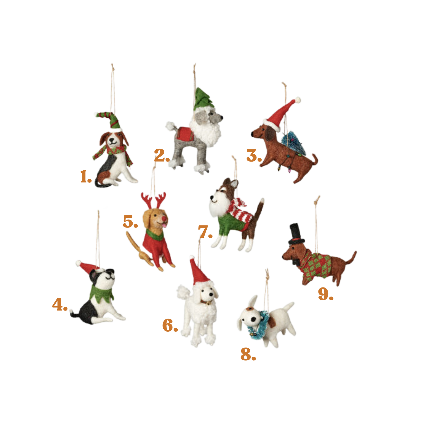 Dog Christmas Animal Ornament