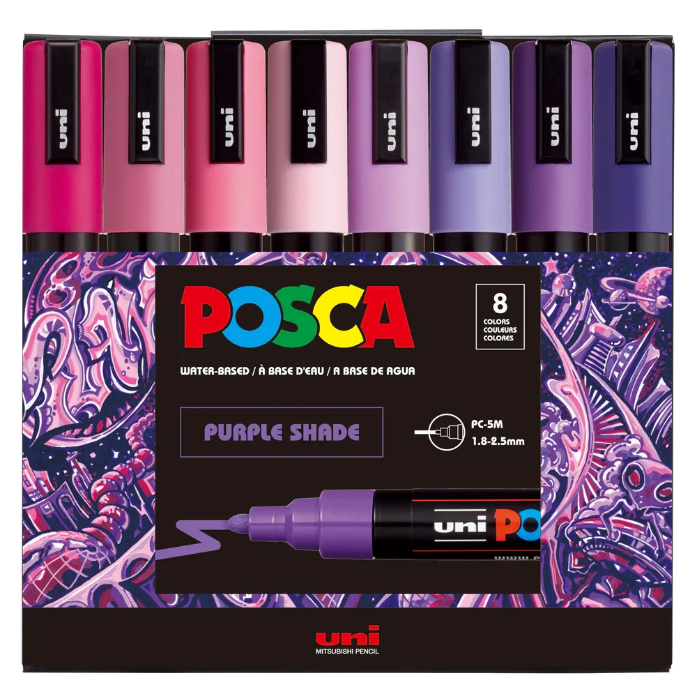 POSCA Paint Marker Set - PC-5M Purple Shades Set of 8