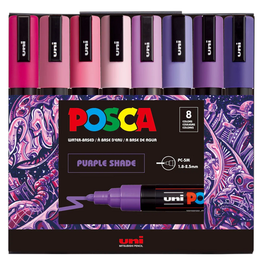 POSCA Paint Marker Set - PC-5M Purple Shades Set of 8