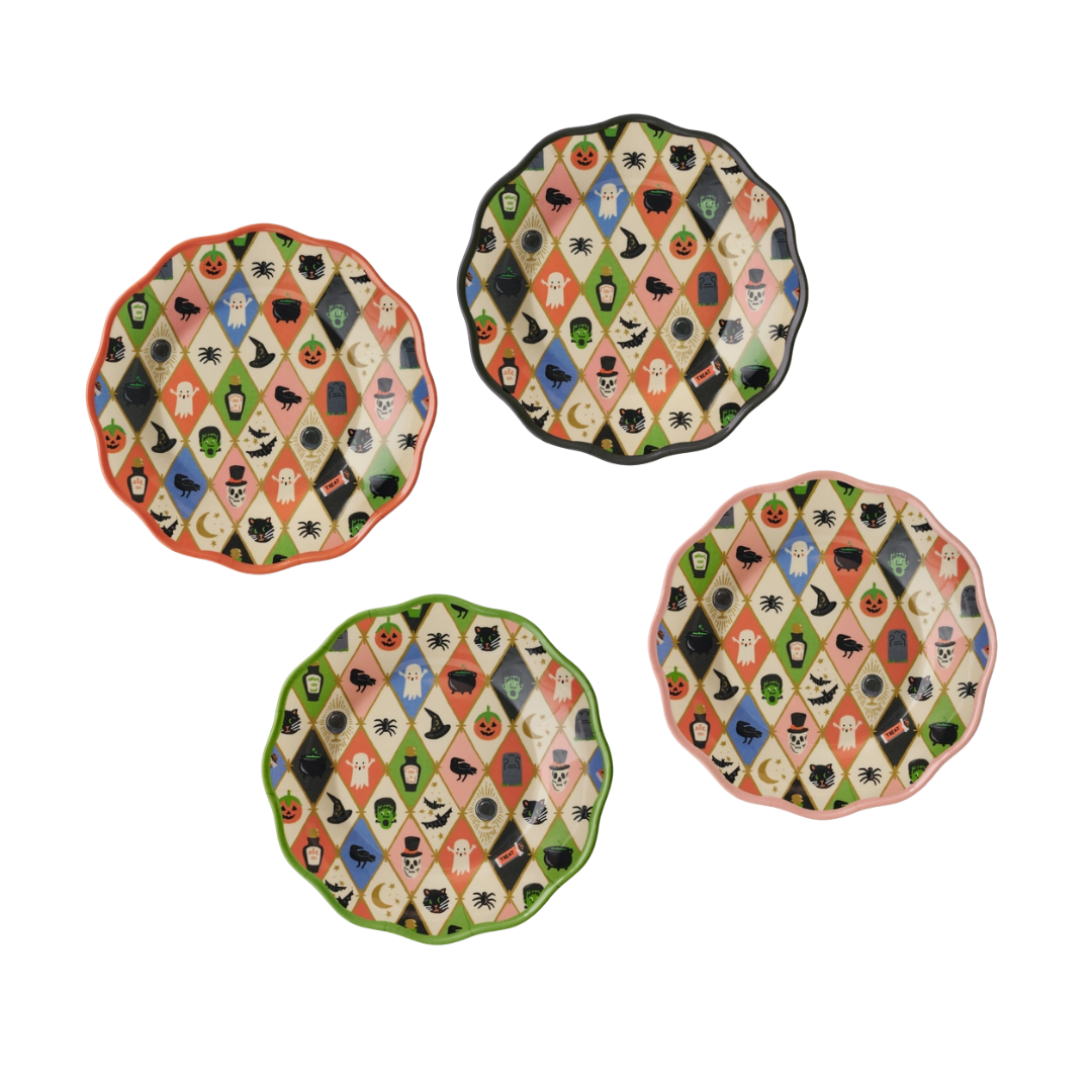 Halloween Argyle Melamine Dessert Plates