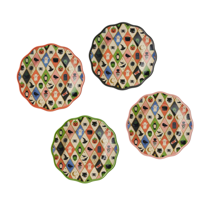 Halloween Argyle Melamine Dessert Plates