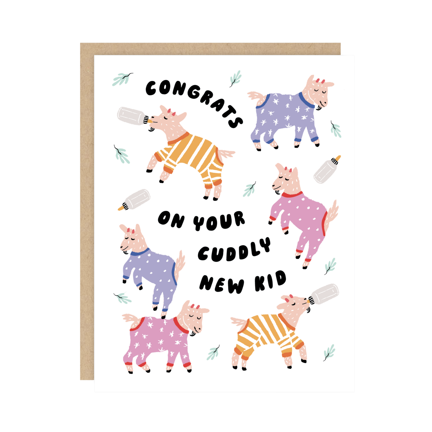 Cuddly Goats Baby Card