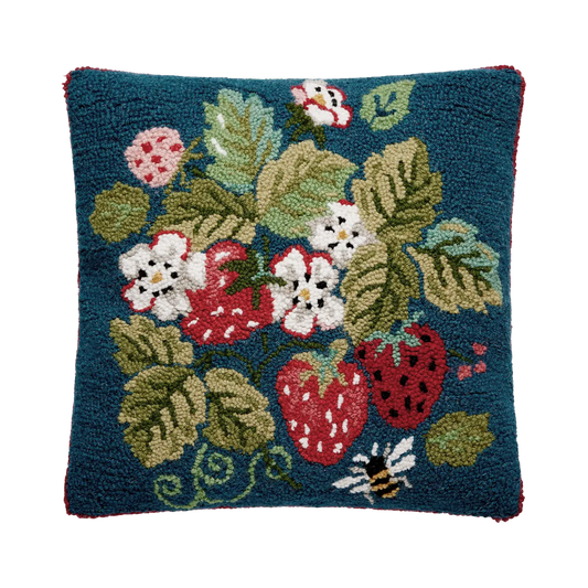 Vintage Strawberries Hook Pillow