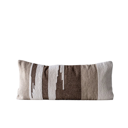 Hand-Woven Wool Kilim Pillow, Brown 36"L x 16"H