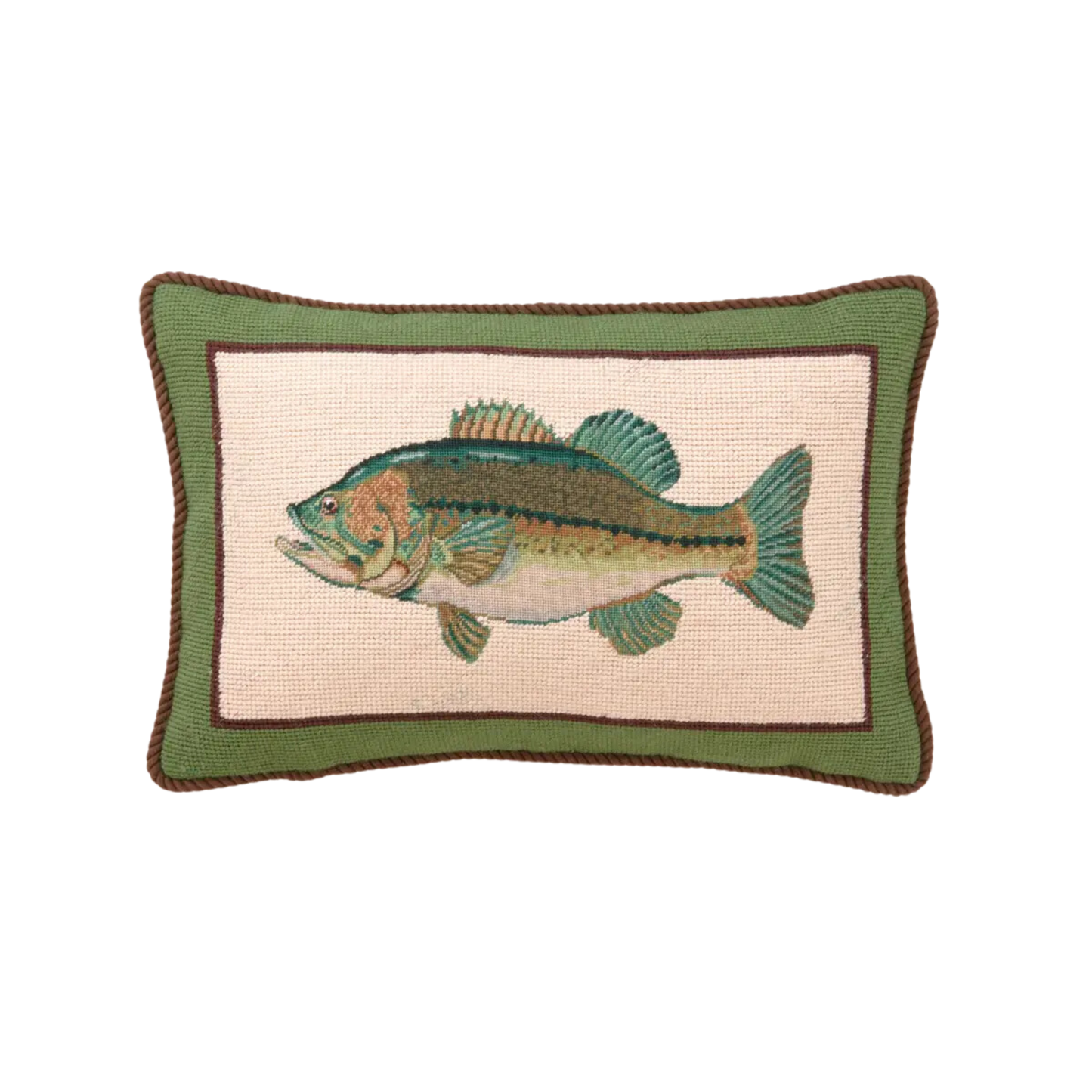 Large Mouth Bass Needlepoint Pillow