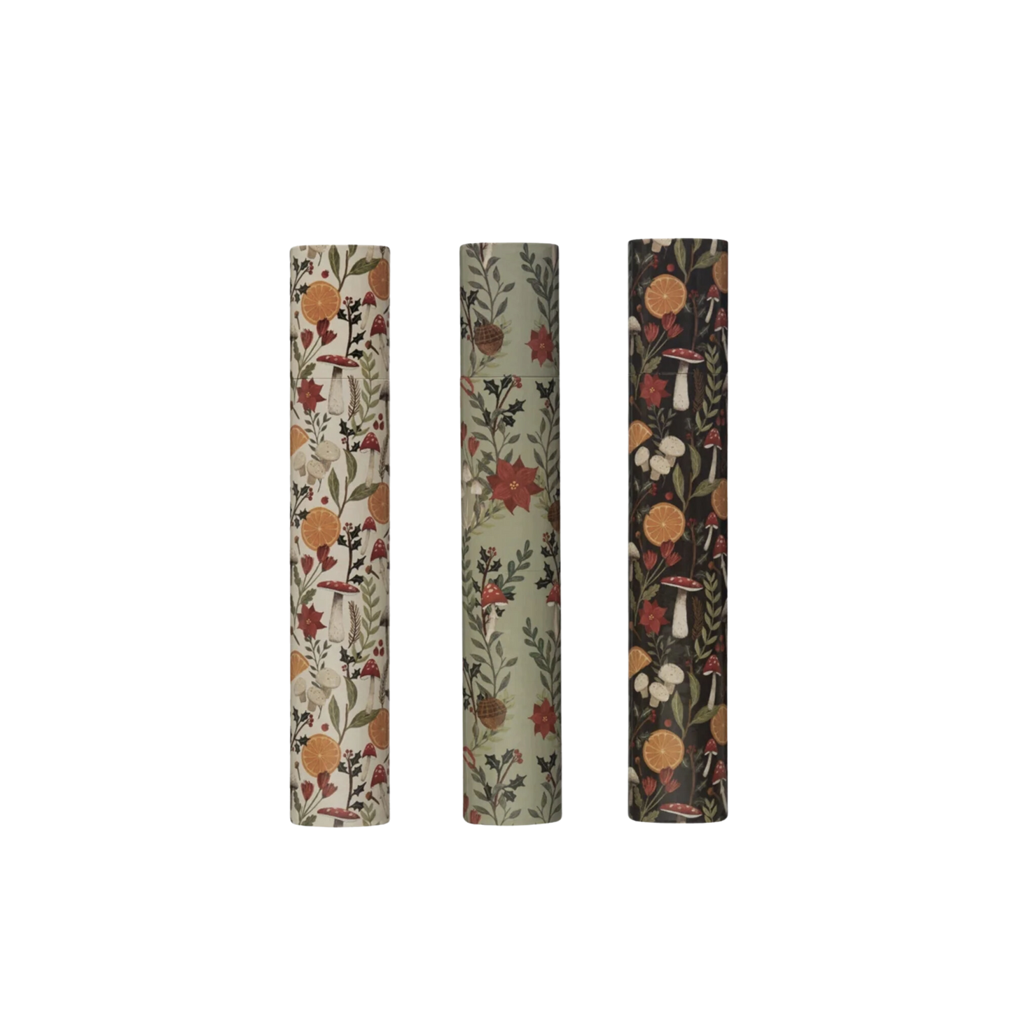 Fireplace Safety Matches in Tube Matchbox with Holiday Foliage Pattern