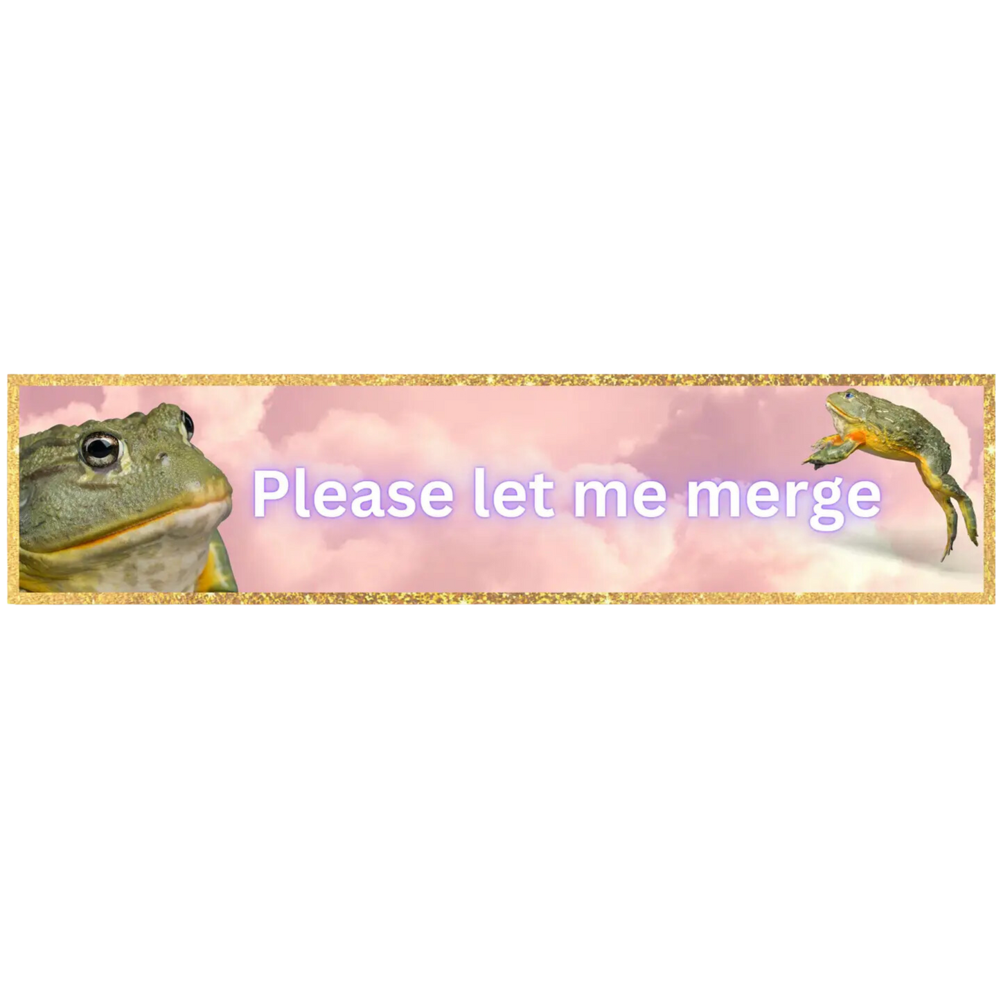 Please Let Me Merge Frog Vinyl Bumper Sticker