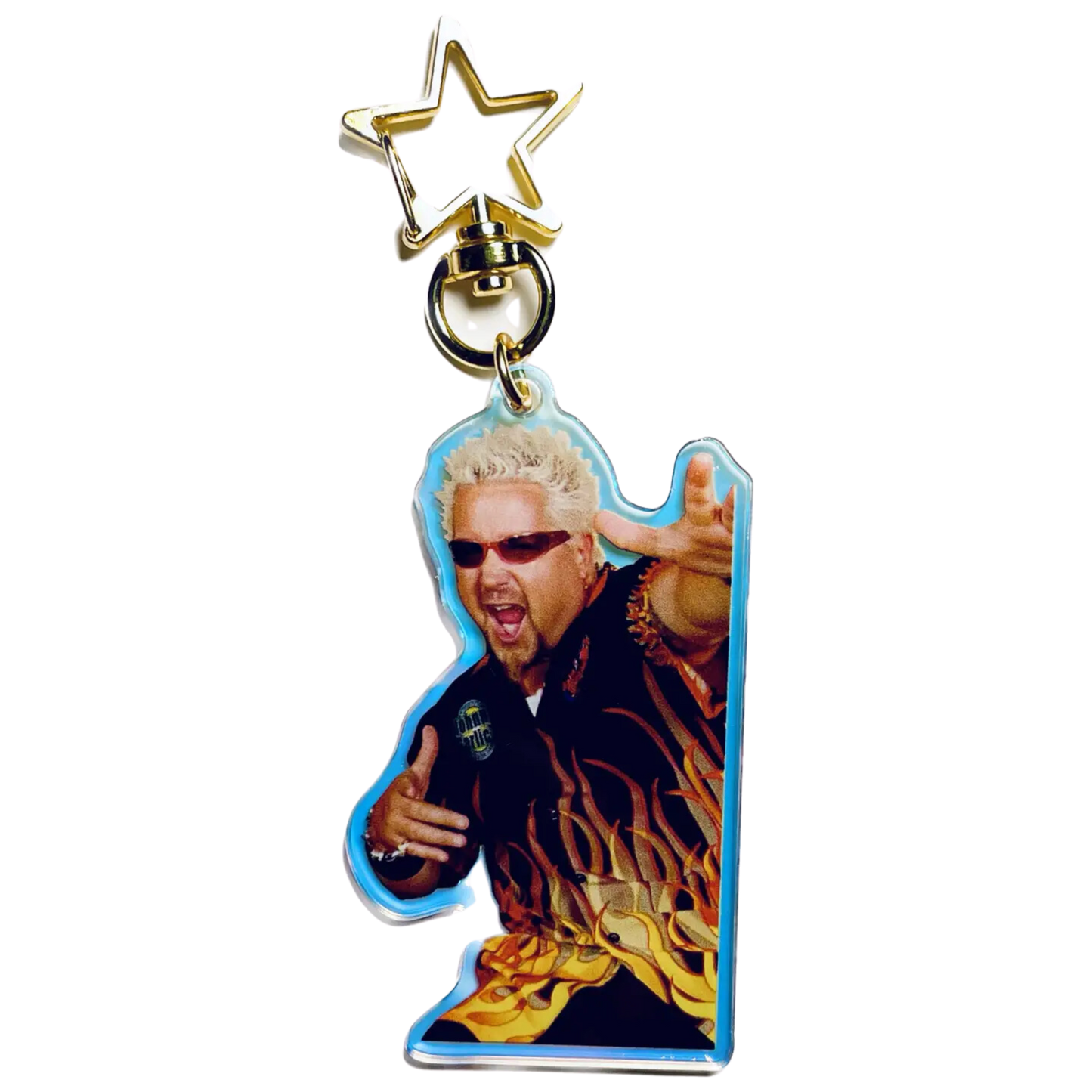 Holographic Flavortown Guy Fieri Acrylic Keychain
