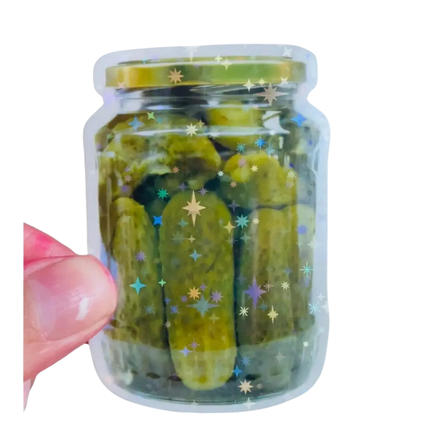 Holographic Sparkle Pickle Jar Vinyl Sticker