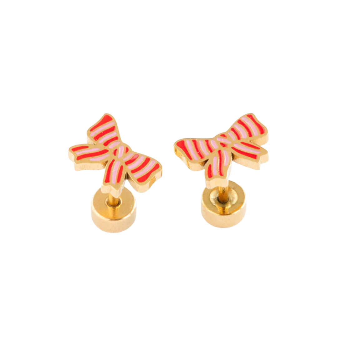 Striped Bow Earrings