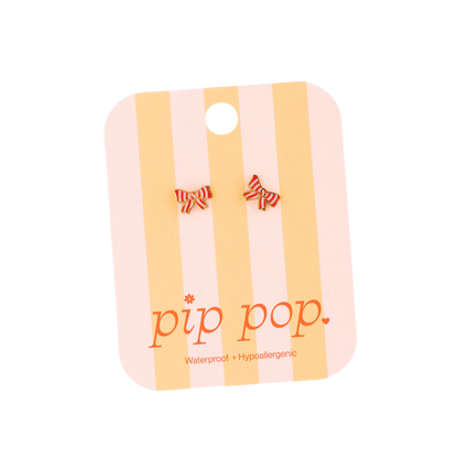 Striped Bow Earrings
