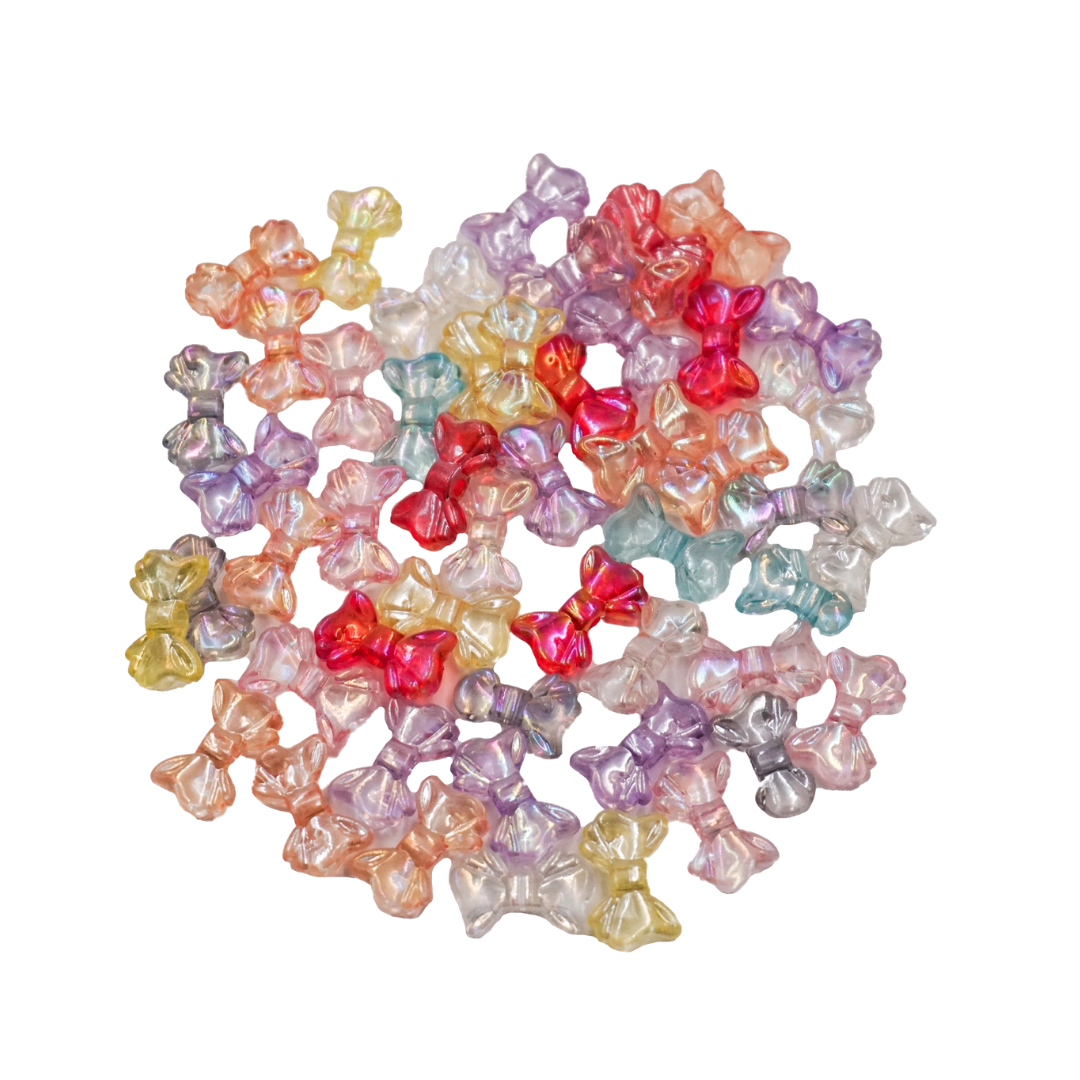 Acrylic Colorful Transparent Bow Tie Beads