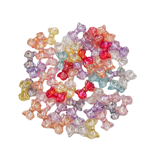Acrylic Colorful Transparent Bow Tie Beads