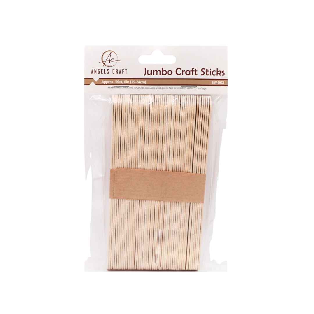 Jumbo Craft Sticks – 6" (50 Count)