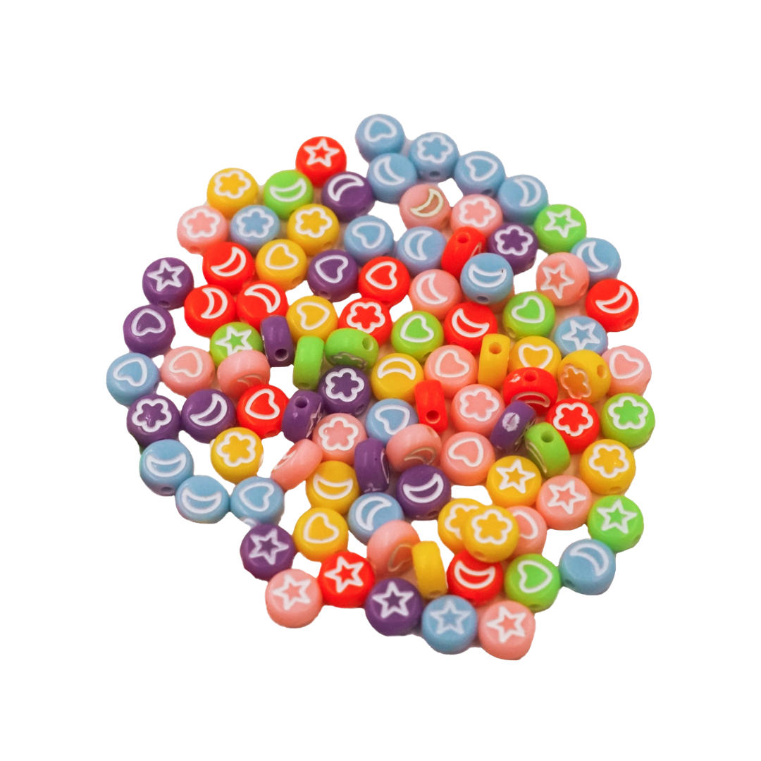 Opaque Acrylic Beads – Flat Round Mix