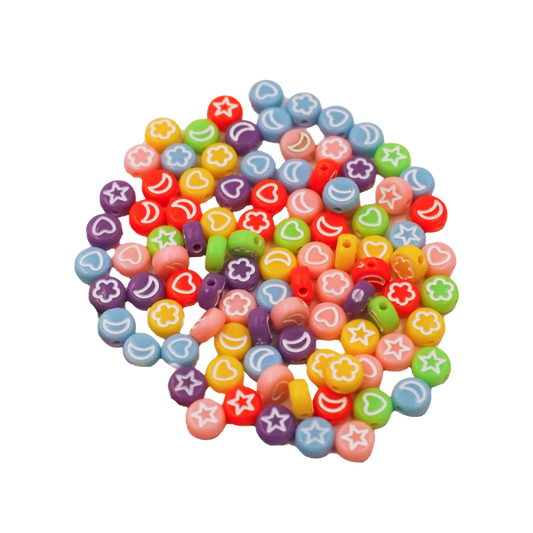 Opaque Acrylic Beads – Flat Round Mix