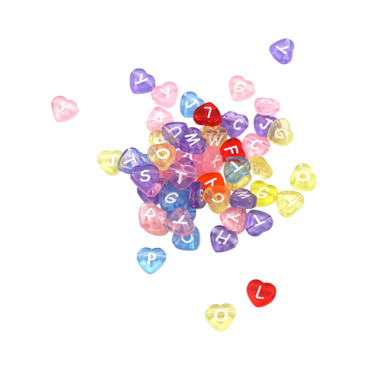 Translucent Alphabet Heart Beads