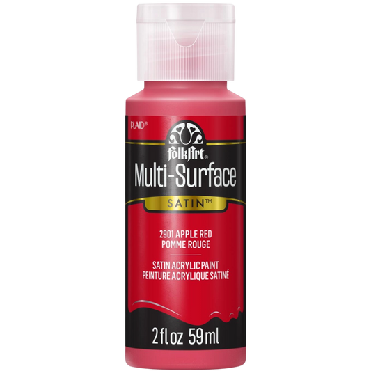 Folkart Multi-Surface Satin Acrylic Paint 2 oz - Apple Red