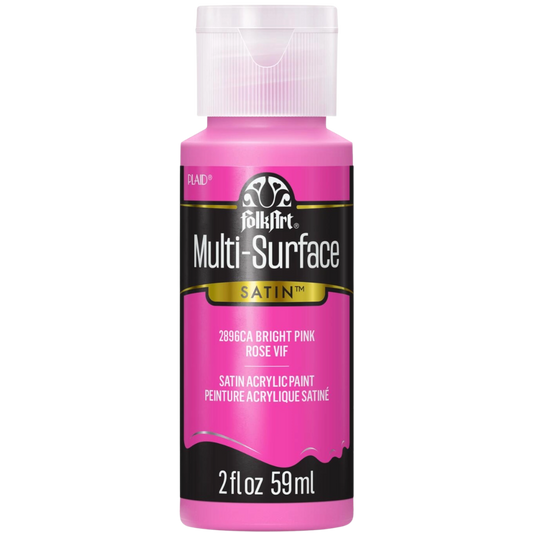Folkart Multi-Surface Satin Acrylic Paint 2 oz - Bright Pink