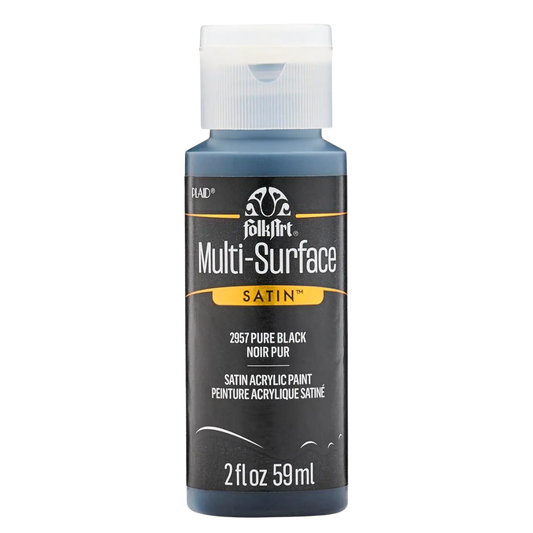 FolkArt Multi-Surface Satin Acrylic Paint 2 oz -  Pure Black
