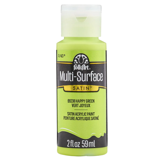 FolkArt Multi-Surface Satin Acrylic Paint 2 oz - Happy Green