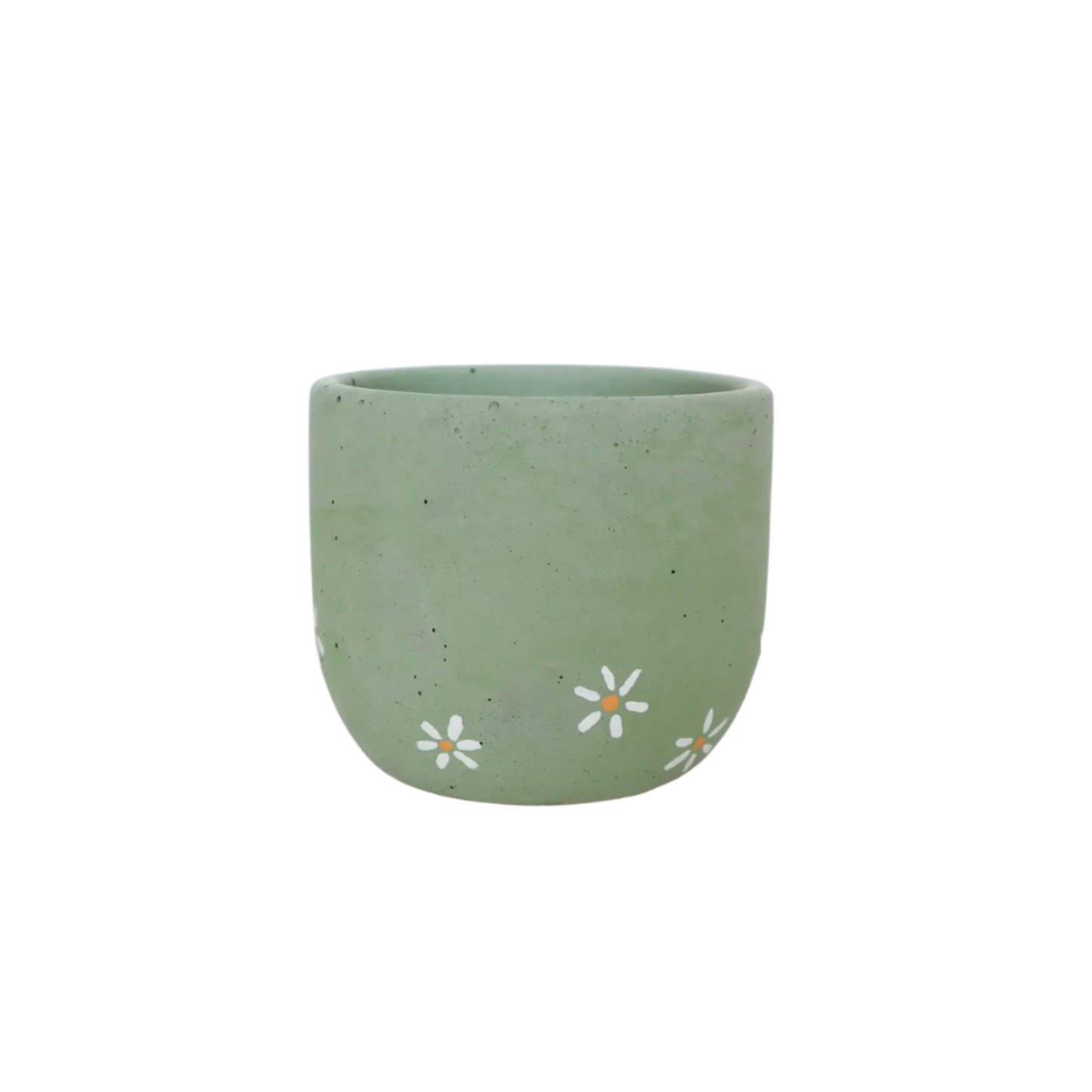 Bell Planter - Green with Daisies