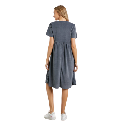Button Up Midi Dress - Slate