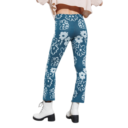 Daisy Print Sweater Knit Pants