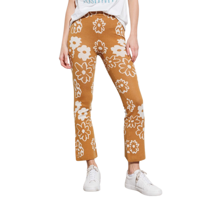 Daisy Print Sweater Knit Pants