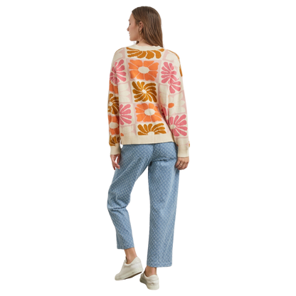 Floral Intarsia Sweater - Cream Multi
