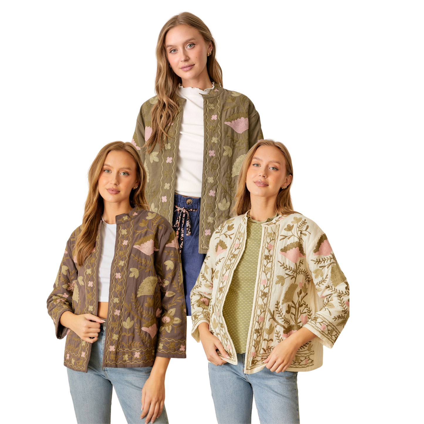 Floral Print Cotton Slub Jacket