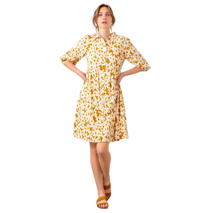 Daisy Poplin Tiered Dress - Camel