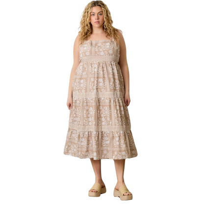 Printed Tie Strap Midi Dress