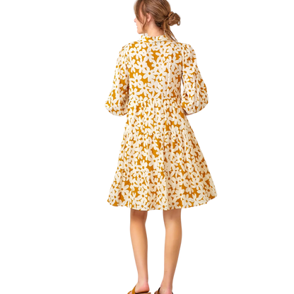 Daisy Poplin Tiered Dress - Camel