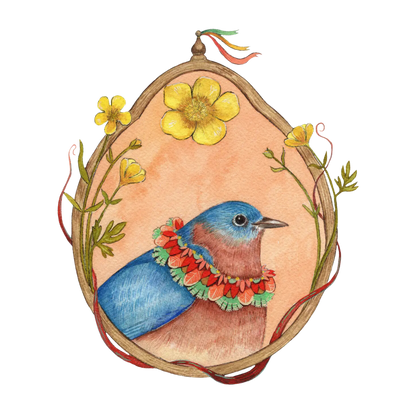 Floral Flight Crew: Bluebird of Buttercups 8"x10" Print