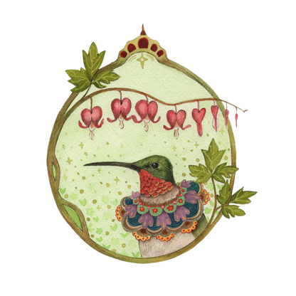 Floral Flight Crew:  Hummingbird 8"x10" Print