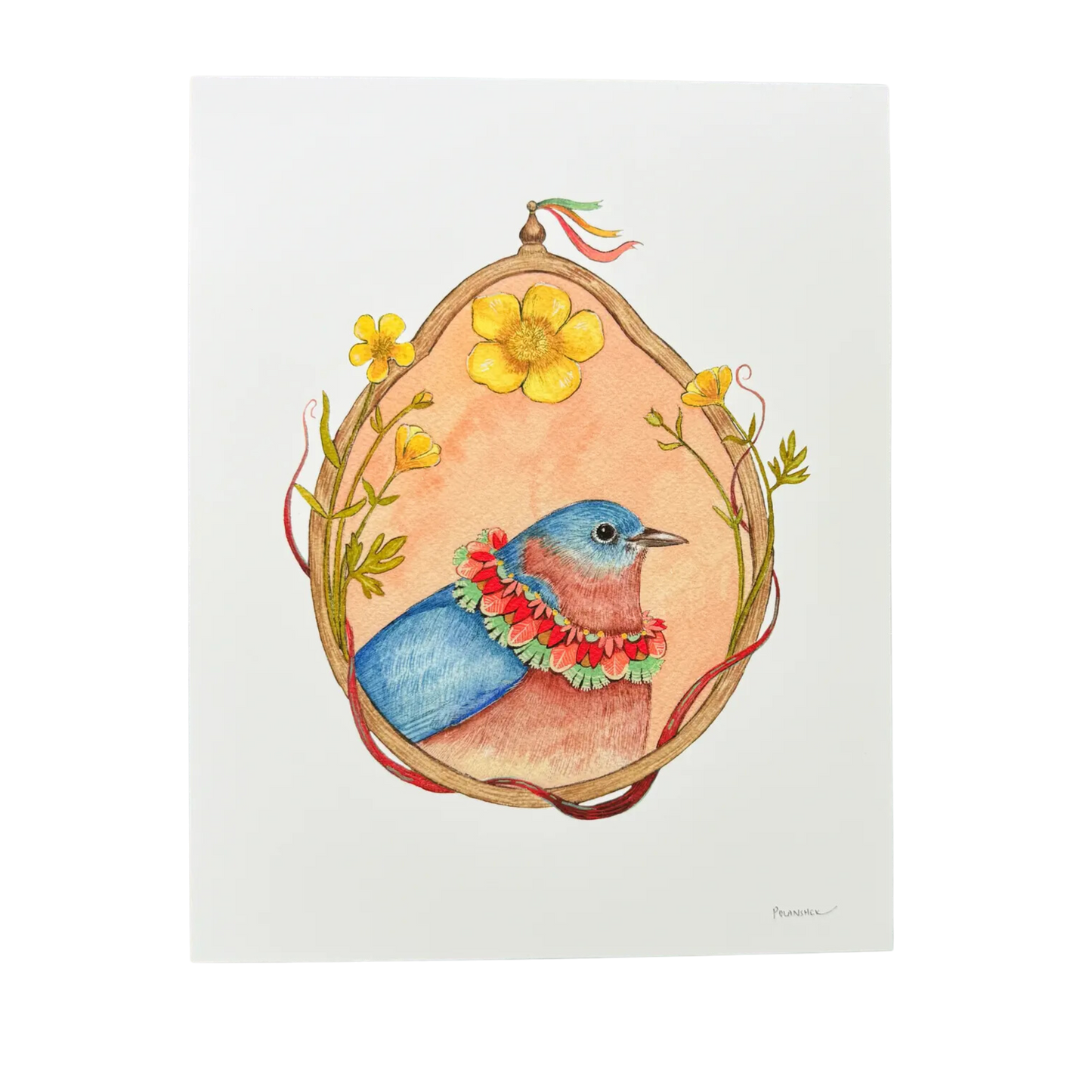 Floral Flight Crew: Bluebird of Buttercups 8"x10" Print