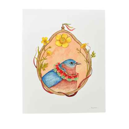 Floral Flight Crew: Bluebird of Buttercups 8"x10" Print